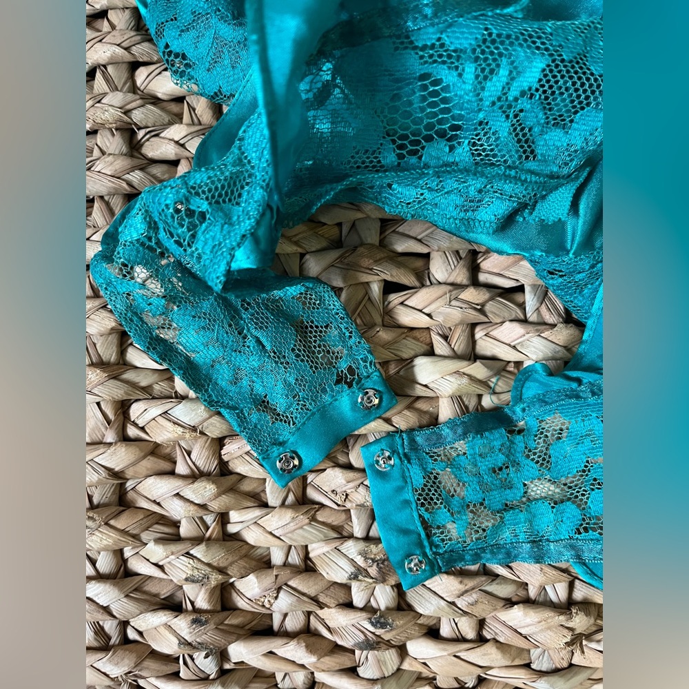 True vintage! Victoria’s Secret gold label teal teddy - Picture 4 of 5